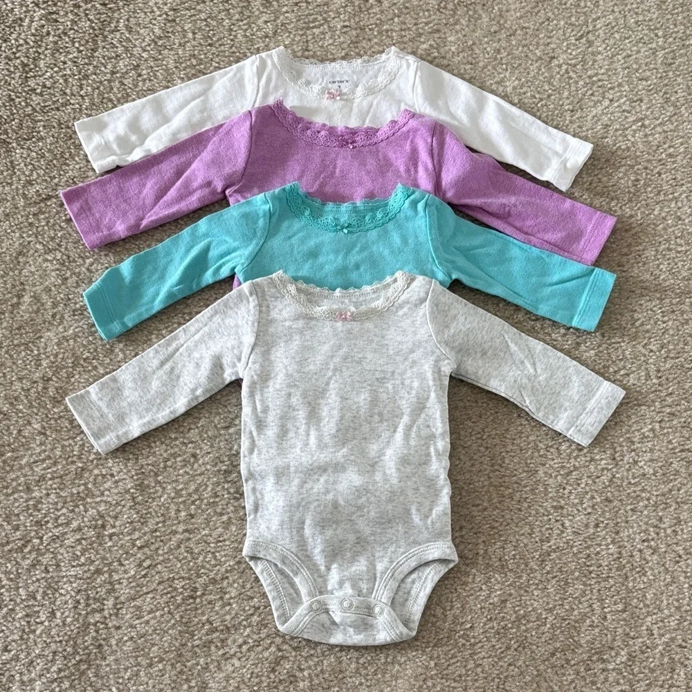 Carter's Purple, Teal, Gray, and White Bodysuit Set 3 Mos.
